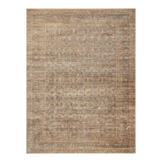 Amber Lewis x Loloi Molly Gold / Blue 5'-3" x 7'-9" Area Rug For Sale