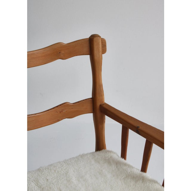 Brown Set of Pinewood & Sheepskin Lounge Chairs, Sweden, 1940s For Sale - Image 8 of 18