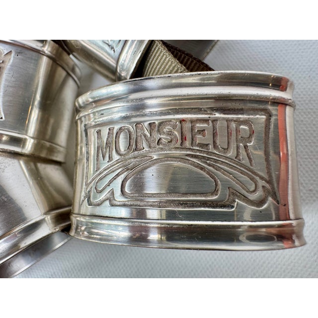 Vintage Monsieur Madame Metal Napkin Rings - Set of 16 For Sale - Image 4 of 7