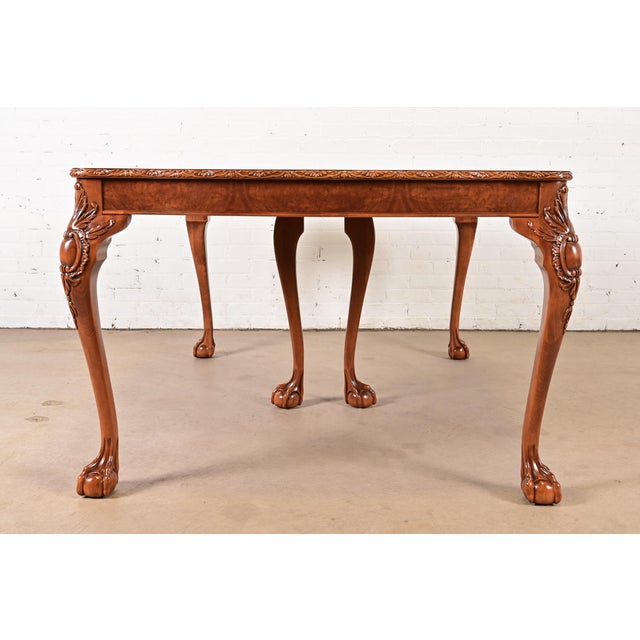 Romweber Chippendale Burl Wood Extension Dining Table, Newly Refinished For Sale - Image 13 of 14