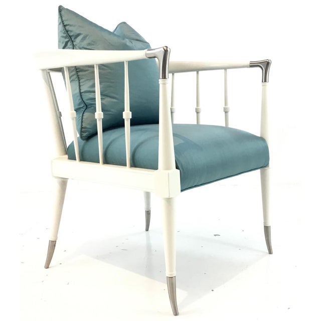Blue Modern Caracole Blue Silk Finesse Chair For Sale - Image 8 of 8