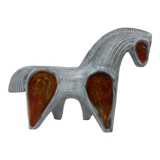 Jonathan Adler Horse Glass "Menagerie" Sculpture Red / Orange Lava Glaze For Sale