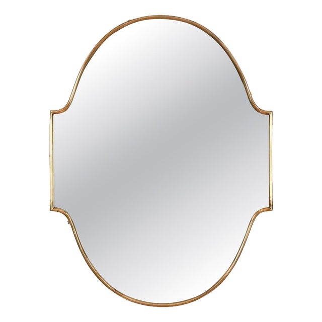 Small Vintage Italian Brass Shield-Shaped Mirror by Gio Ponti, 1950s For Sale