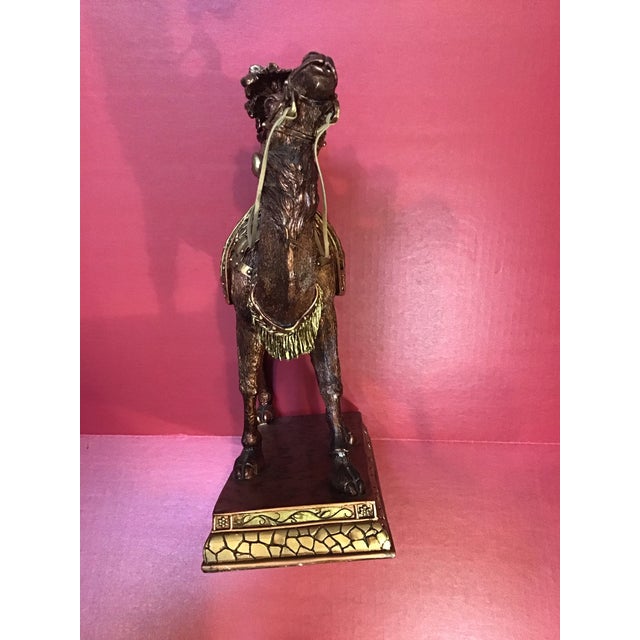 2000 - 2009 Vintage 2007 Decorative Camel Figurine – Bronze & Gold Ornate Saddle – 15” Tall For Sale - Image 5 of 5