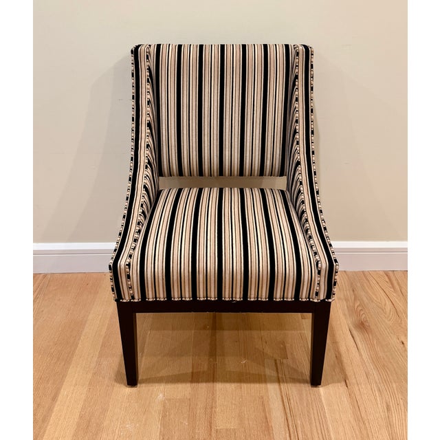 Designmaster Furniture Eight Designmaster "Miami Host" Dining Chairs in Duralee Velvet Stripe For Sale - Image 4 of 9