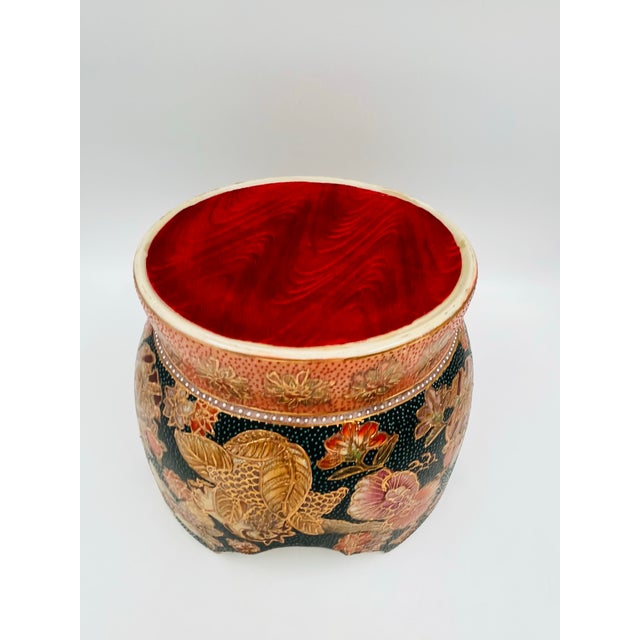 Green Vintage Chinoiserie Ceramic Satsuma Vase Stand, Ginger Jar Pedestal, Base, or Riser For Sale - Image 8 of 11