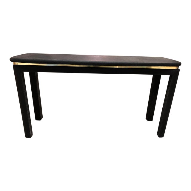 Black Leather Console Table | Chairish