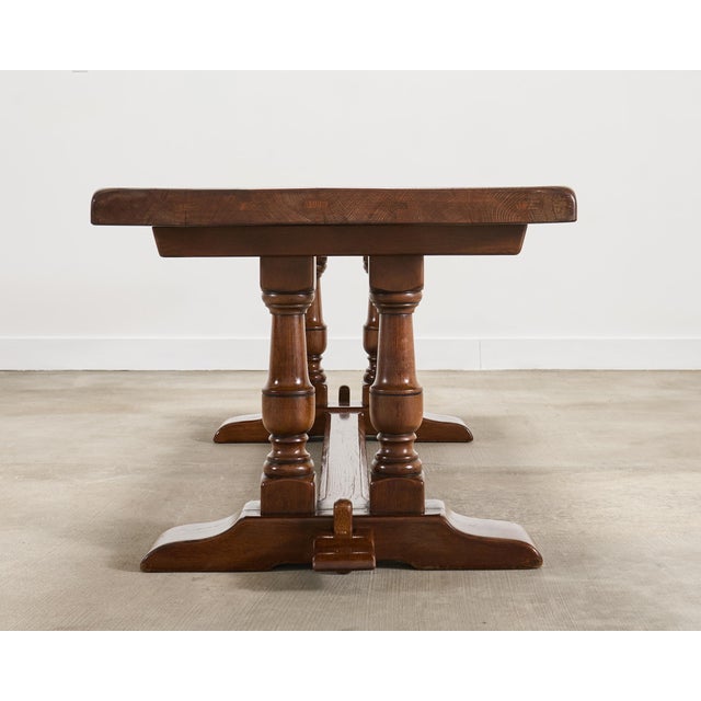 Country French Provincial Oak Double Trestle Dining Table 7 Ft For Sale In Sacramento - Image 6 of 18