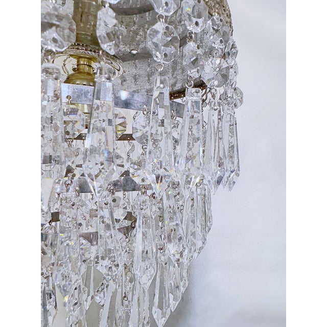 Hollywood Regency Vintage Hollywood Regency Florentine Brass Tiered Waterfall Crystal Wedding Cake Chandelier For Sale - Image 3 of 8