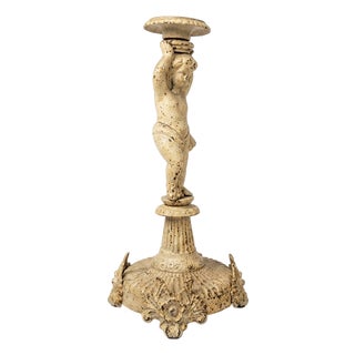 Metal Candelabrum with Cherub, 1920s For Sale
