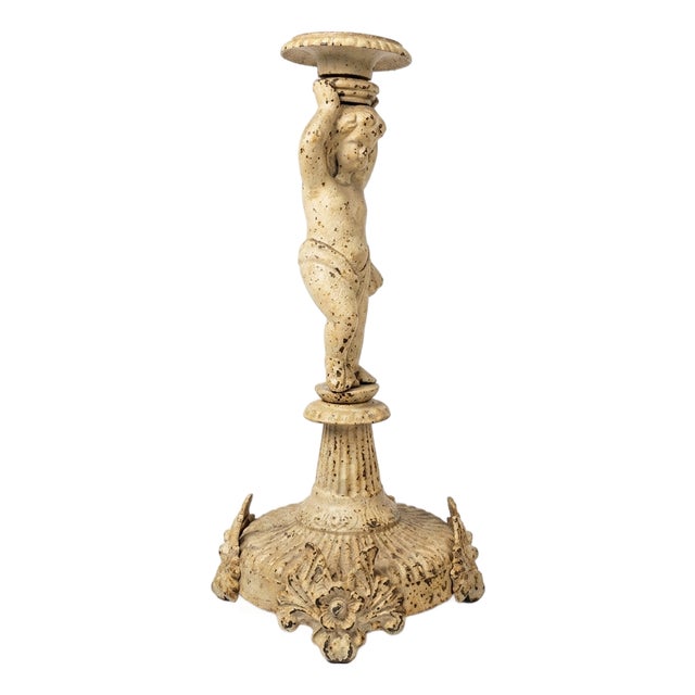 Metal Candelabrum with Cherub, 1920s For Sale