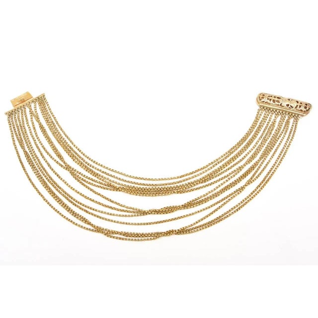 Vintage Gold Wash Over Sterling Silver Beaded Strand Link hbhhhNecklace With Egyptian Clasp For Sale In Miami - Image 6 of 9