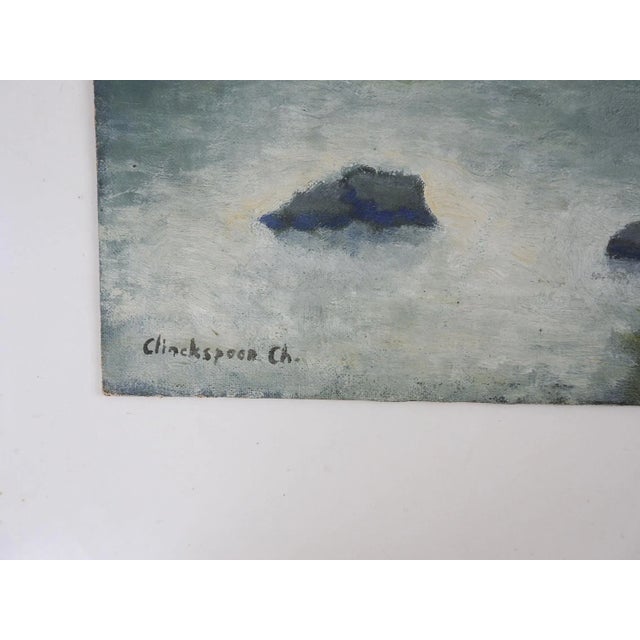 Vintage Impressionist oil on masonite riverside landscape painting by Charles Clinckspoor (1910-1984) Belgium. Signed...