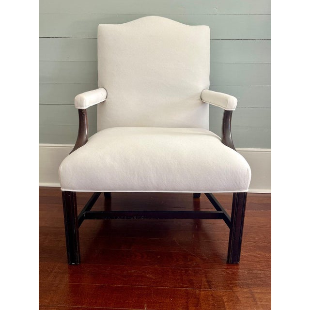 Chippendale Vintage White Arm Chair For Sale - Image 3 of 6
