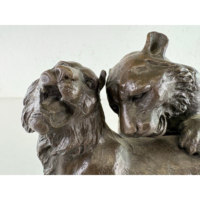 Late 19th Century Grand Tour French Bronze Sculpture of Lions For Sale - Image 10 of 11