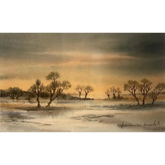 Gold Jeannine Wahl, Landscape, Watercolor For Sale - Image 8 of 8