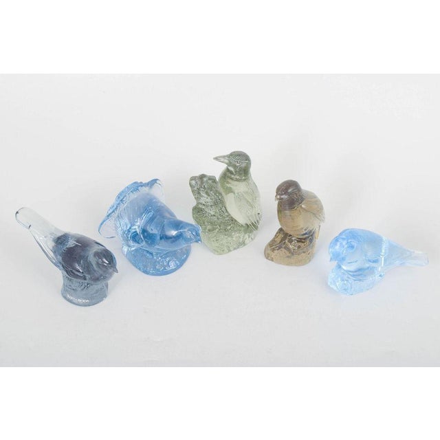Paul Hoff for Kosta Boda, set of five bird figurines. Decorative collection of five signed art glass bird figurines,...