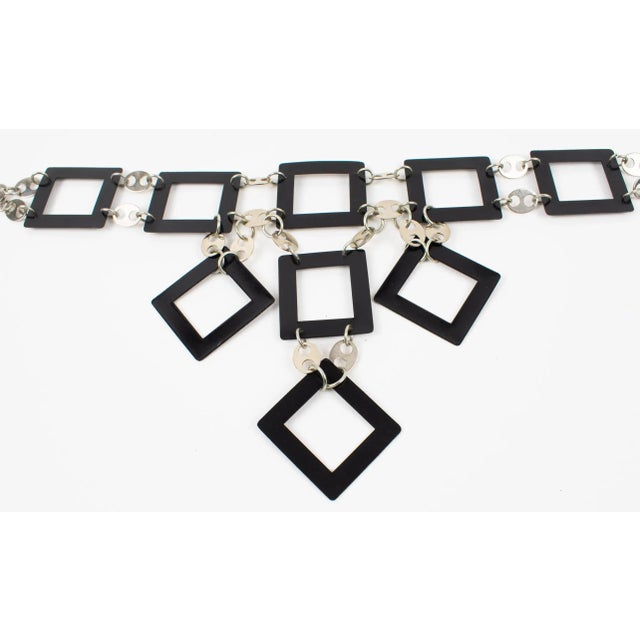 Paco Rabanne Paris Futuristic Chrome and Enamel Necklace For Sale - Image 9 of 10