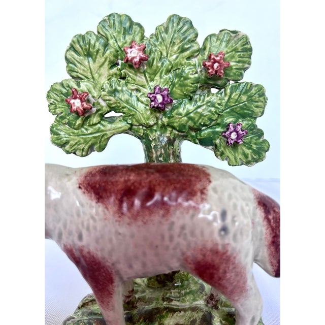 Green Antique Early 1800s English Walton Staffordshire Pearlware Sheep & Ram Figures - A Pair For Sale - Image 8 of 15