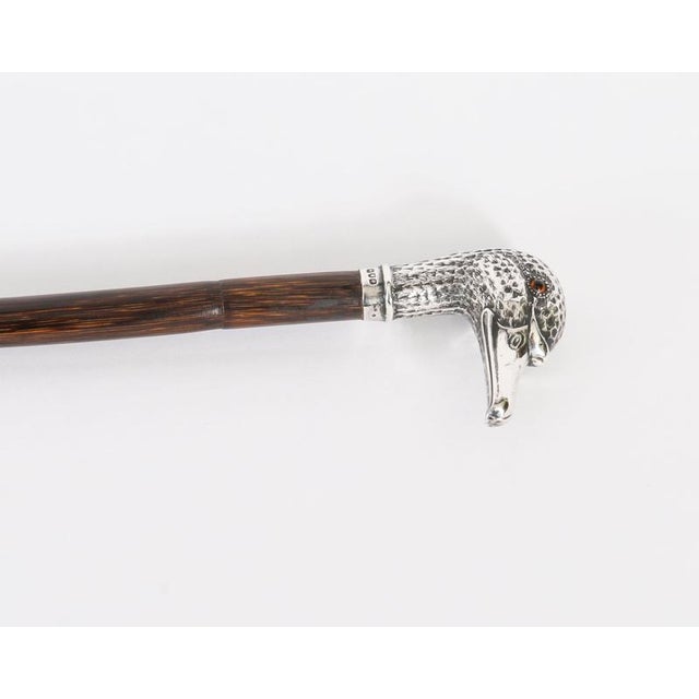 19th Century Antique Walking Stick Cane Silver Duck Head Handle, 1890s For Sale - Image 5 of 16