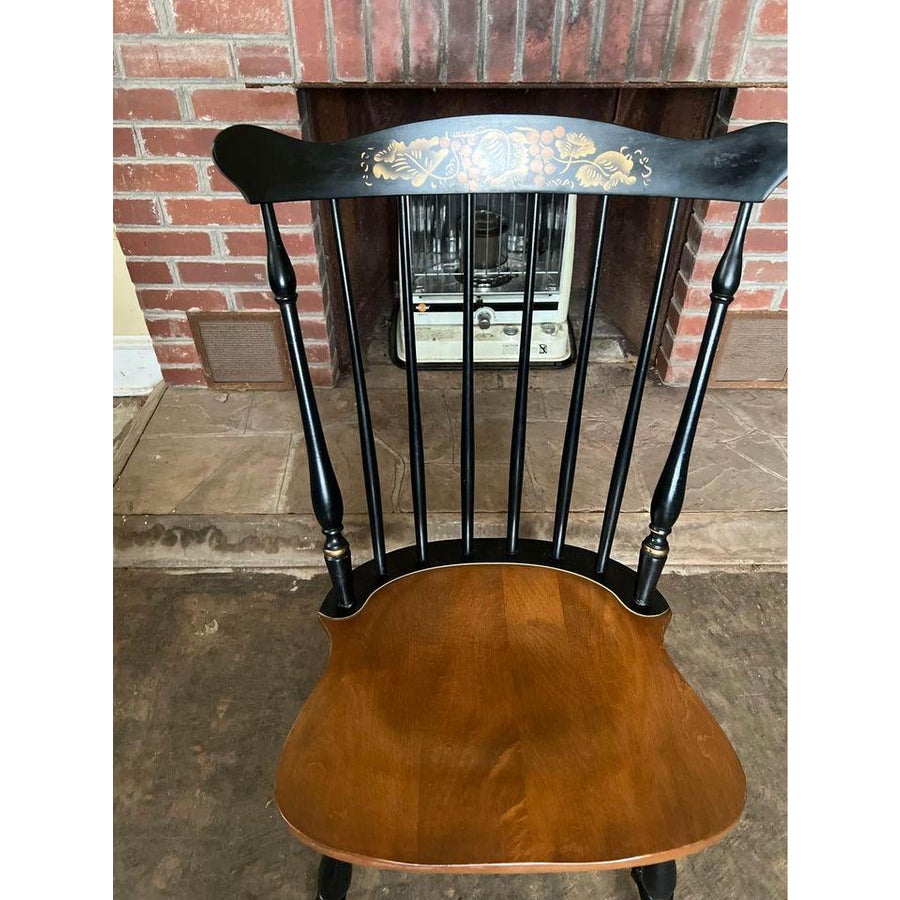 Mid 20th Century Vintage L Hitchcock Stenciled Fan Top Windsor