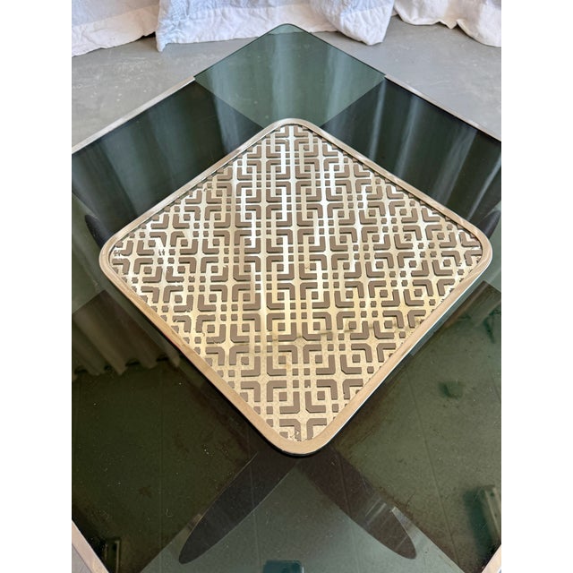 Mid-Century Modern Italian Chrome and Mirrored Glass Placemat Serving Trays by Tommaso Barbi, 1970s, Set of 4 For Sale - Image 6 of 18