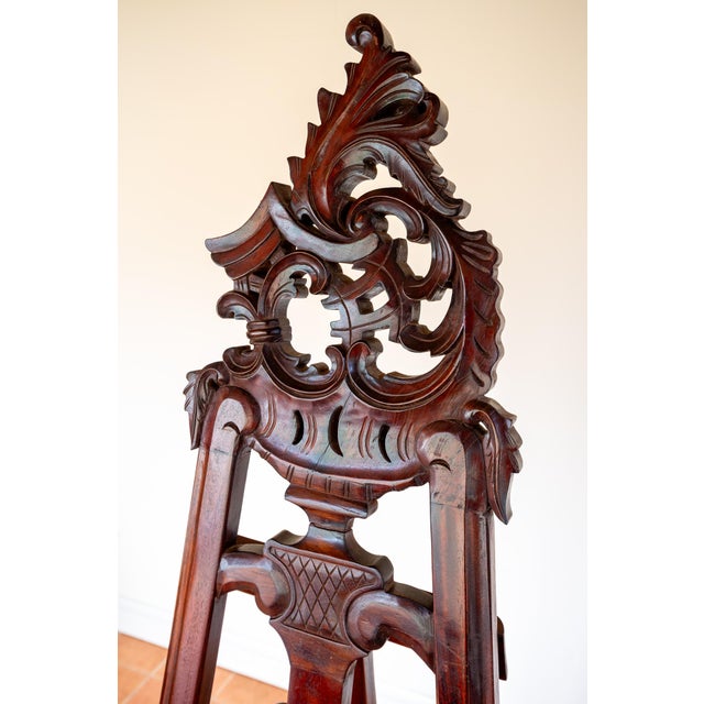 A very impressive and attractive, large Rococo Revival floor-standing mahogany easel in lovely antique condition. Likely...