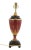 English Vintage English Wooden Red Trophy Hand-Painted Flower Pattern Table Lamp For Sale - Image 3 of 8