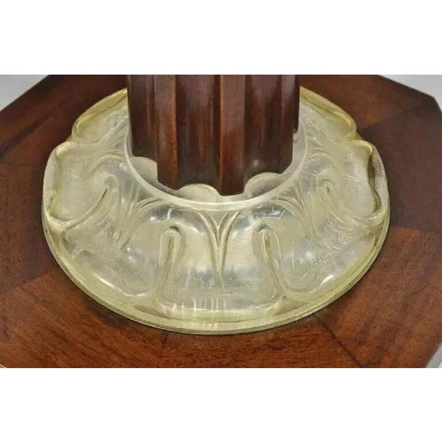 Art Deco Grosfeld House Style Octagonal Mahogany & Lucite Pedestal Side Tables - a Pair For Sale - Image 11 of 12