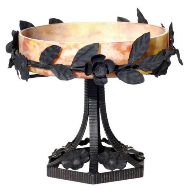 Antique Glass & Wrought Iron Vase from Lorrain For Sale - Image 7 of 7