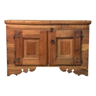 19th Century Low Walnut Sideboard with Two Doors For Sale