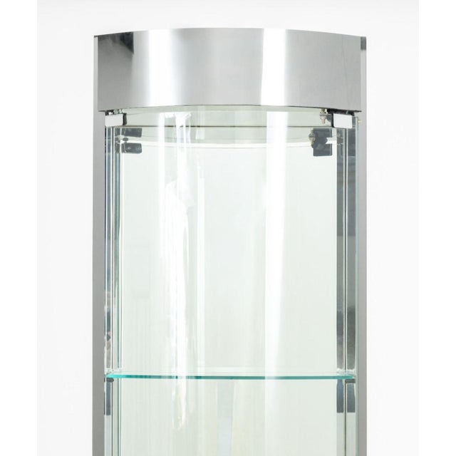 Modern Chrome and Glass Display Cabinet For Sale - Image 4 of 10