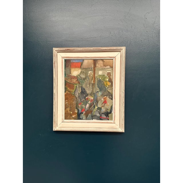 Sven Fritiof Teodor Grandin, City Motif with People, 1960s, Oil Painting on Canvas, Framed For Sale - Image 8 of 12