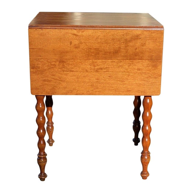 Wood Early 19th Century Antique Sheraton Cherry Drop Leaf Work Table / Night Stand For Sale - Image 7 of 11