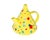 A Postmodern ceramic teapot designed by the Toscany Collection. The cone-shaped teapot is bright yellow with a square...
