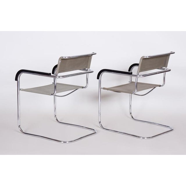 Czech Bauhaus Chrome Armchairs attributed to Marcel Breuer for Thonet, 1930s, Set of 2 For Sale - Image 9 of 12