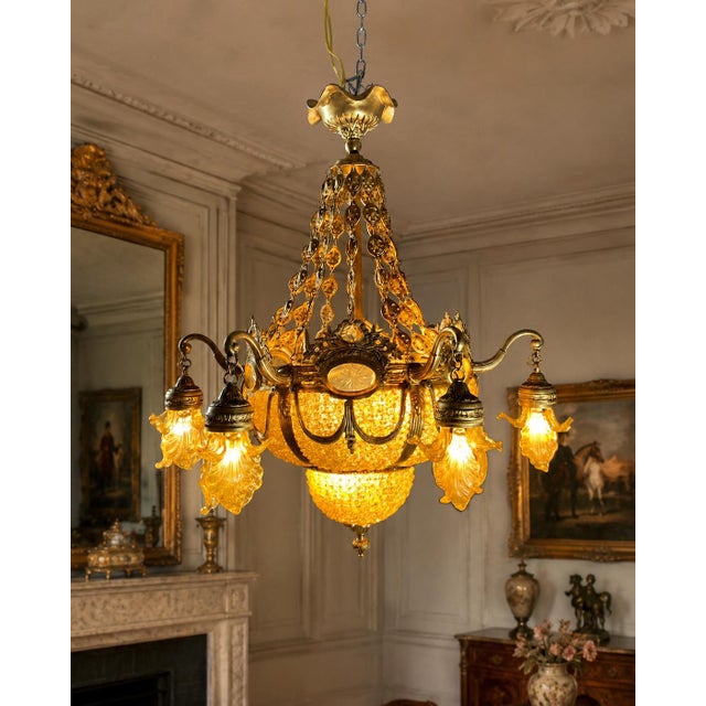1970 French Artisan Louis XVI Gold Bronze Chandelier For Sale - Image 18 of 18