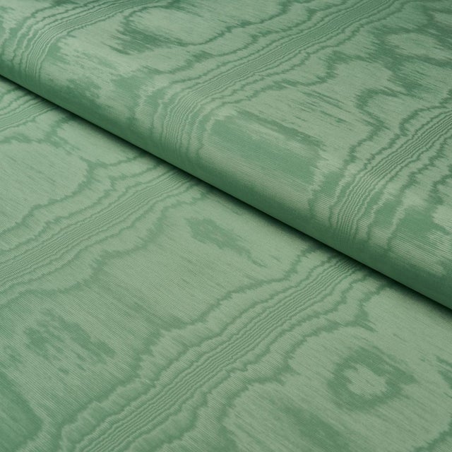Schumacher Schumacher Washington Moiré Fabric In Green For Sale - Image 4 of 5