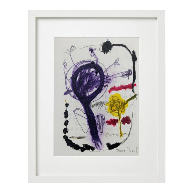 'Tel un oiseau', drawing over poem by Diane Grant. Oil and pencil on high quality 'Rembrandt' fine art paper. Signed in...