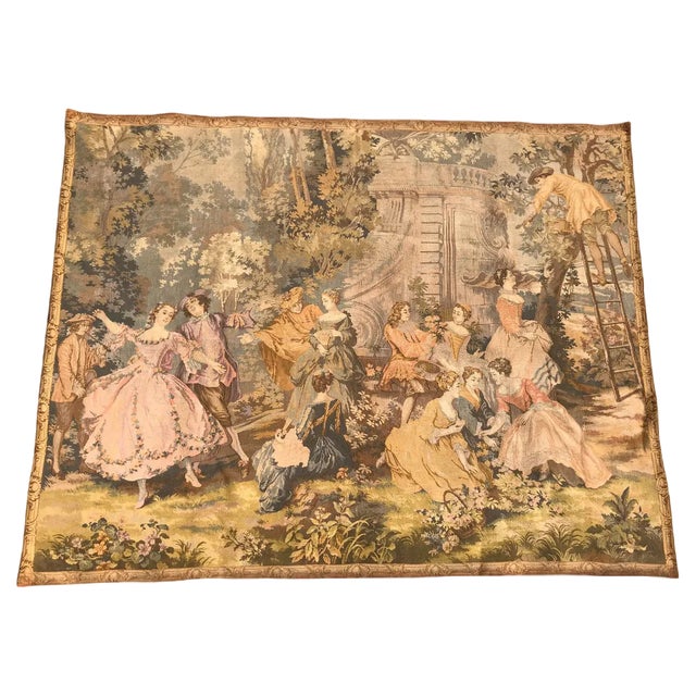 Vintage Aubusson French Jaquar Tapestry, 1950s For Sale