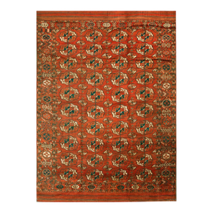 Mid 19th Century Central Asian Tekke Turkmen Main Carpet ( 6'6" x 9'-198 x 275 )