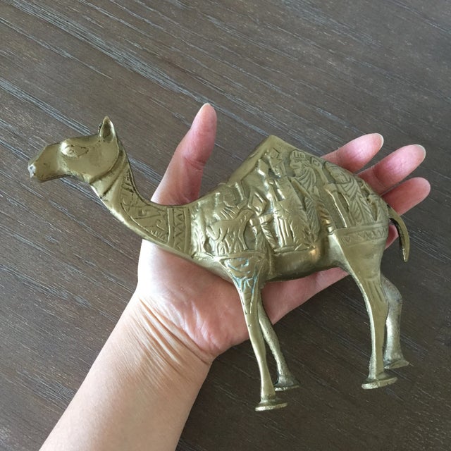 Mid Century Solid Brass Camel With Three Wise Men Scene For Sale - Image 12 of 12