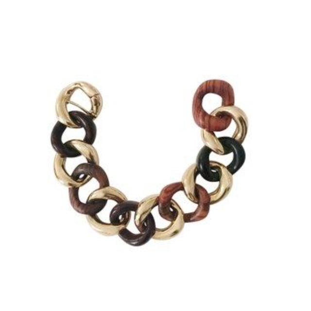 Metal Christina Addison 18kt Yellow Gold and Onyx and Link Bracelet For Sale - Image 7 of 12