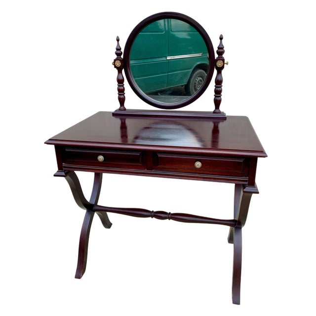 Traditional Style Wood Dressing Table with Two Drawers, 1960s For Sale - Image 14 of 16