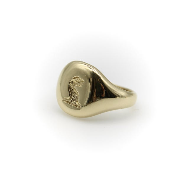 1900-1909 Edwardian 18k Gold Goldsmiths and Silversmiths Eagle Intaglio Signet Ring, Size 6.25 For Sale - Image 4 of 9