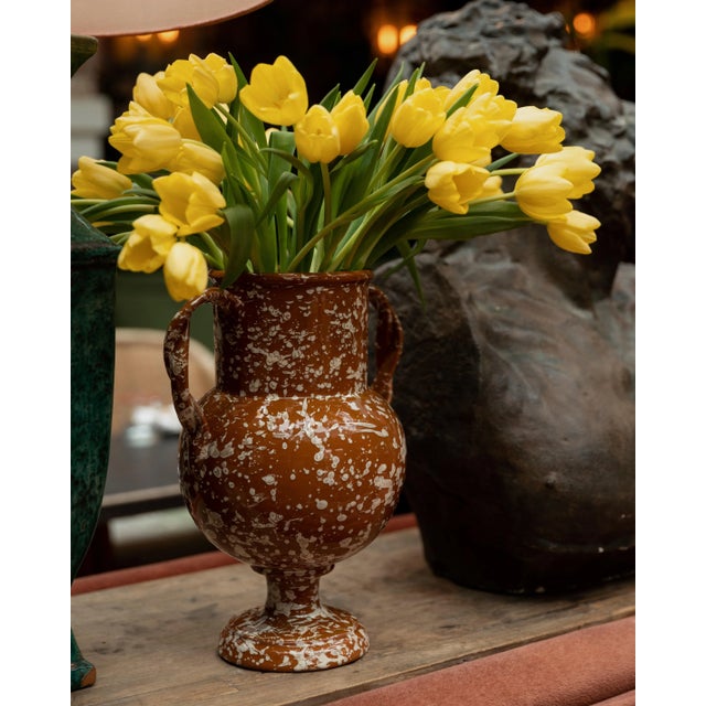 Not Yet Made - Made To Order Sharland England Splatter Verona Vase, Large, Terracotta & Cream For Sale - Image 5 of 5