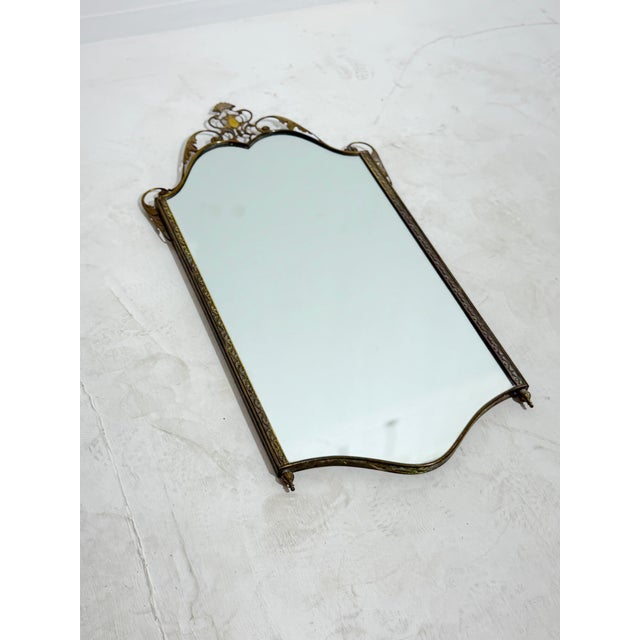 Vintage Brass Wall Mirror, Italy, 1940 For Sale - Image 9 of 13