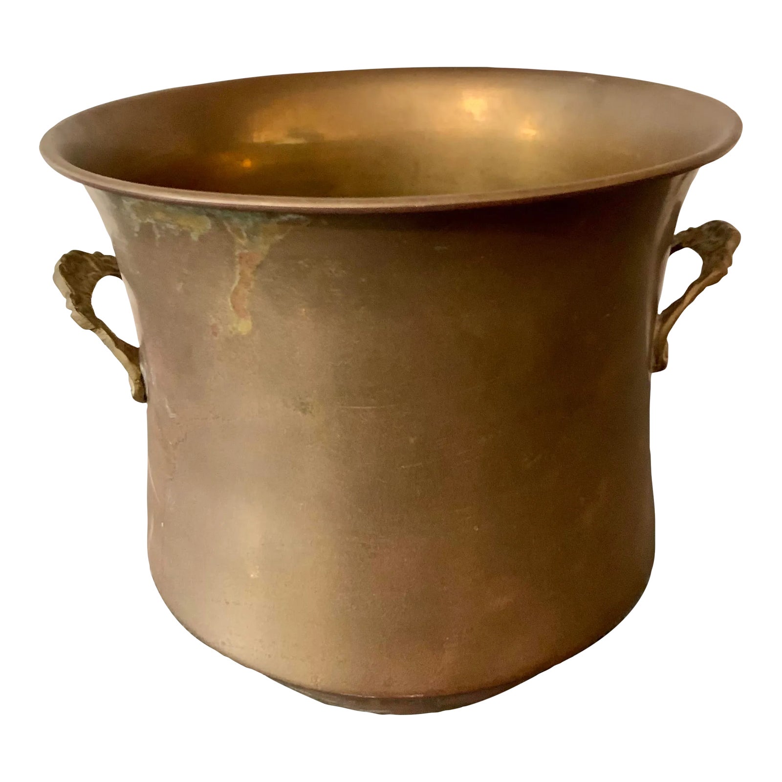 Vintage Brass Cauldron Planter With Handles Chairish