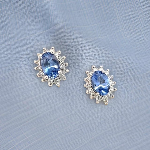 Traditional Natural Sapphire Diamond Earrings 14k White Gold 1.68 TCW Certified For Sale - Image 3 of 15