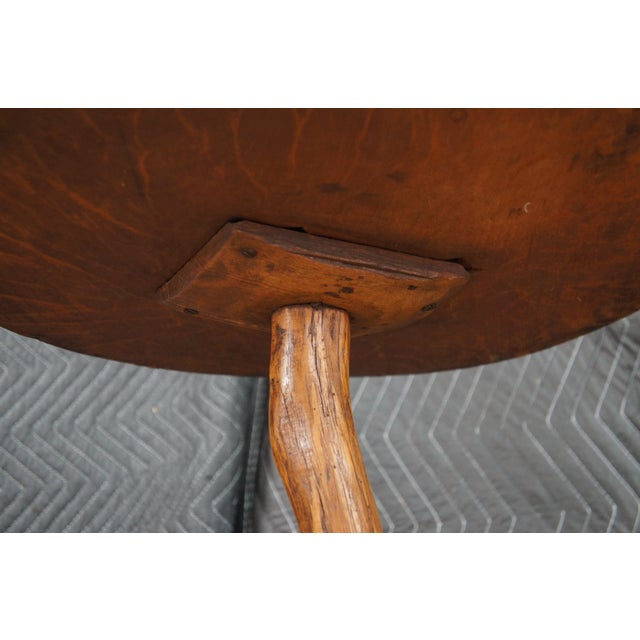 Late 20th Century Rustic Adirondack Sculptural Oak Branch Side Accent Table Round Cabin Lodge For Sale - Image 10 of 11
